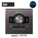 Universal Audio Apollo Twin X DUO Heritage Edition es una interfaz de audio Thunderbolt 3 de sobremesa, con 10 entradas y 6 salidas, 2 preamplificadores de micrófono Unison, procesamiento UAD DUO, paquete extra de plug-ins UAD y sistema de grabación LUNA.