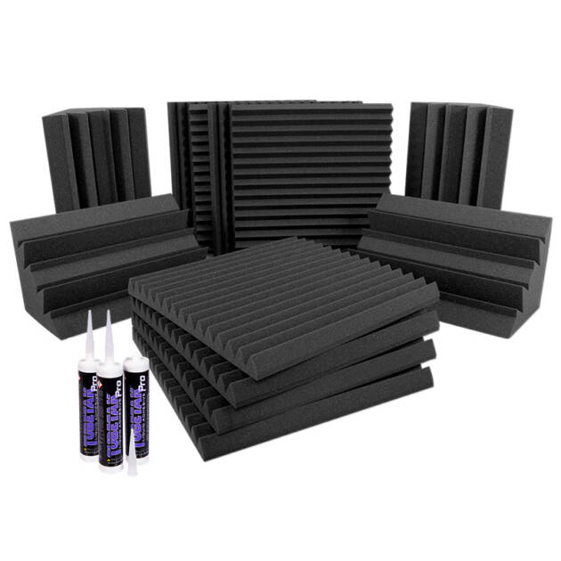 Auralex Roominator Starter es un kit de acondicionamiento acústico compuesto por paneles absorbentes y trampas de graves ideal para reducir el slap y el eco fluctuante de tu sala.