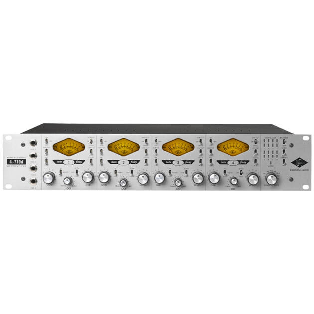 Universal Audio 4-710D Twin-Finity es un preamplificador de micrófono de cuatro canales que combina sonidos clásicos de válvulas y transistores, con compresión estilo 1176 y conversión A/D profesional.