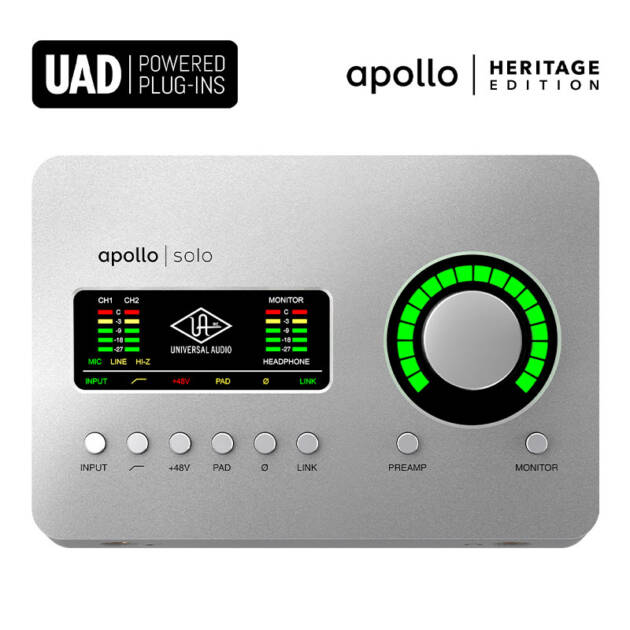 La interfaz de audio Universal Audio Apollo Solo USB Heritage Edition es un sistema ideal para llevar a cabo tareas de grabación, edición y producción de audio con una alta calidad de sonido