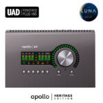 Universal Audio Apollo x4 Heritage Edition es una interfaz de audio Thunderbolt 3 de escritorio, con 12 entradas y 18 salidas, 4 preamplificadores de micrófono Unison, conectividad ADAT, conversión de 24 bits/192 kHz, sistema de grabación LUNA (Solo Mac) y procesamiento UAD QUAD