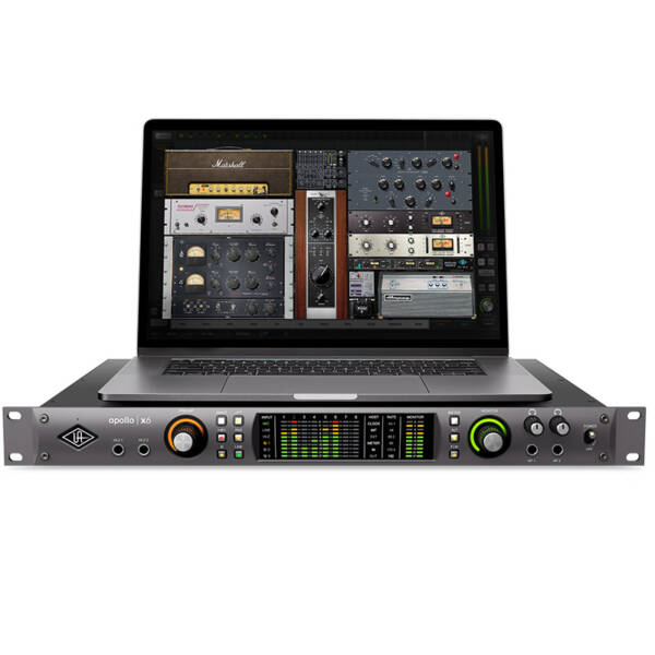 Universal Audio Apollo x6 Heritage Edition es una interfaz de audio Thunderbolt 3 de 16 x 22 que ofrece una alta calidad de conversión de audio, 2 previos Unison, procesamiento de plug-ins UAD HEXA Core, monitorización de sonido surround e integración con el sistema de grabación LUNA