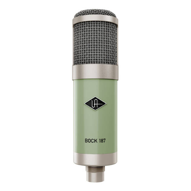 Universal Audio Bock 187 Microphone es un micrófono de gran diafragma, condensador FET, patrón polar cardioide, filtro paso alto, conmutador de graves y atenuador de 10 dB, con un comportamiento exquisito