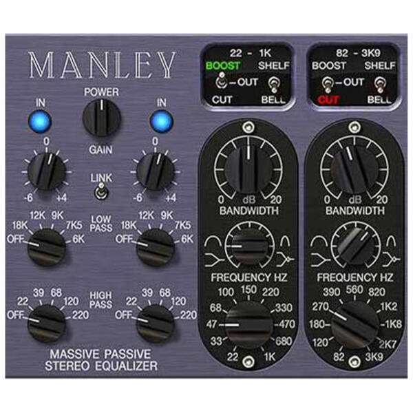 Universal Audio Manley Massive Passive EQ es un plug-in de emulación que replica el ecualizador de dos canales y cuatro bandas a válvula