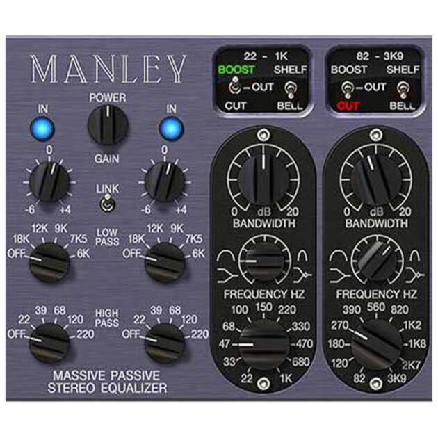 Universal Audio Manley Massive Passive EQ es un plug-in de emulación que replica el ecualizador de dos canales y cuatro bandas a válvula