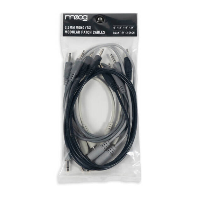 Moog Accessories cables ofrece un pack de cables TS de 3,5 mm tipo latiguillo para los sintetizadores Moog Dfam, Mother-32, Grandmother y Matriarch.