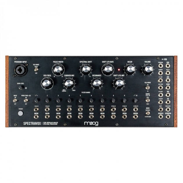 Moog Spectravox es un módulo procesador espectral analógico semi-modular, diseñado para esculpir el sonido de manera versátil.