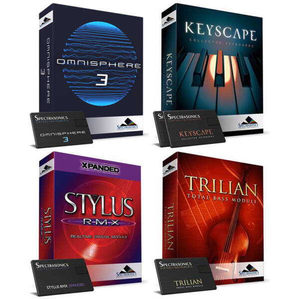 Spectrasonics Bundle es un pack que reúne los 4 instrumentos virtuales de la marca y los pone en tu casa a un precio especial, con descuento adicional y con un solo envío a portes pagados.