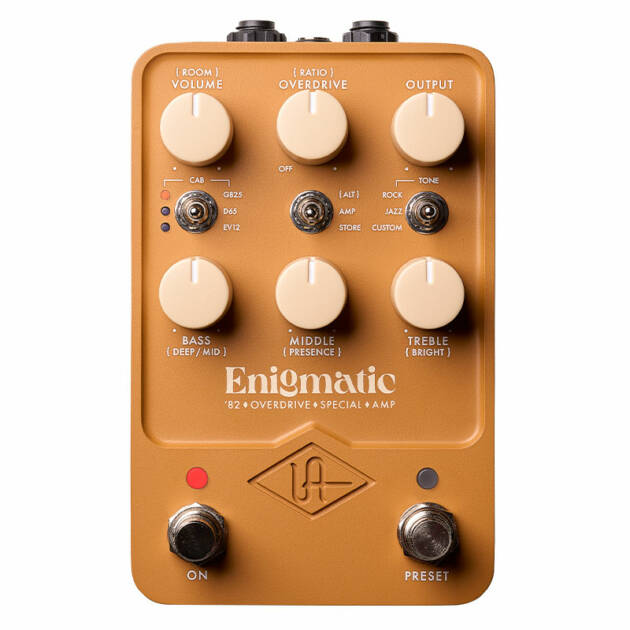 Universal Audio UAFX Enigmatic ´82 Overdriver Special Amp, pedal overdrive de emulación de amplificadores y pantallas, 9 combinaciones, aplicación UAFX.