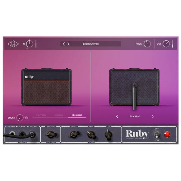 Universal Audio UAD Ruby '63 Top Boost Amp, plug-in UAD, emulación amplificador a válvulas británico, versión Native. Distribuidor oficial Universal Audio.