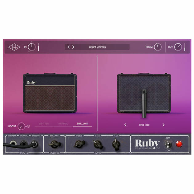 Universal Audio UAD Ruby '63 Top Boost Amp, plug-in UAD, emulación amplificador a válvulas británico, versión Native. Distribuidor oficial Universal Audio.