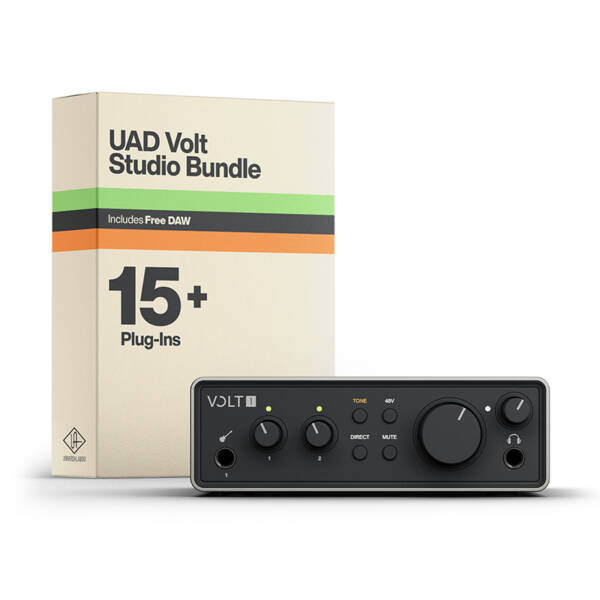 Universal Audio Volt 1 Gen 2 es una interfaz de audio USB de 2 entradas y 2 salidas, con conversión de 32 bits/192 kHz, previo Tone Shaping y entrada Hi-Z para grabar voces e instrumentos simultáneamente