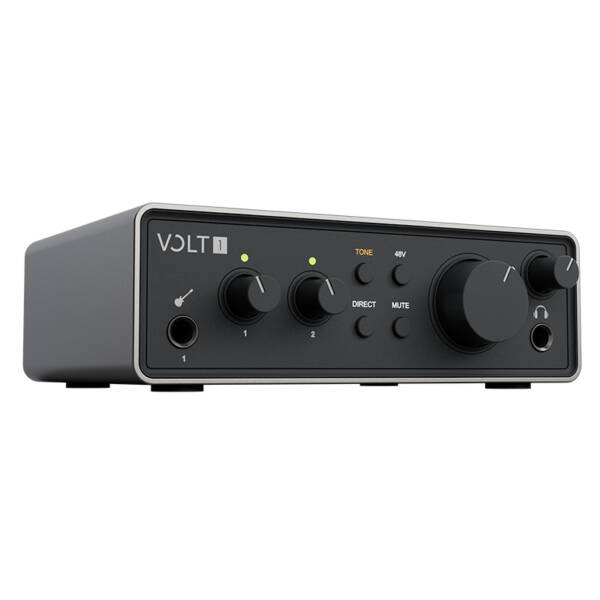 Universal Audio Volt 1 Gen 2 es una interfaz de audio USB de 2 entradas y 2 salidas, con conversión de 32 bits/192 kHz, previo Tone Shaping y entrada Hi-Z para grabar voces e instrumentos simultáneamente