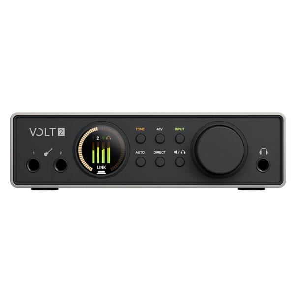 Universal Audio Volt 2 Gen 2 es una interfaz de audio USB de 2 entradas y 4 salidas, con conversión de 32 bits/192 kHz, dos previos Tone Shaping, pantalla Smart Display y funciones Auto-Gain y Clip Protection