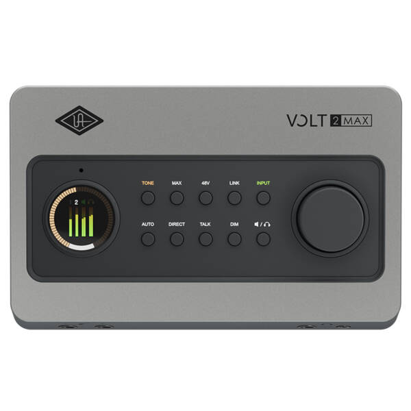 Universal Audio Volt 2 Max es una interfaz de audio USB de sobremesa con 10 entradas y 4 salidas, conversión de 32 bits/192 kHz, dos previos Tone Shaping y compresión Max.