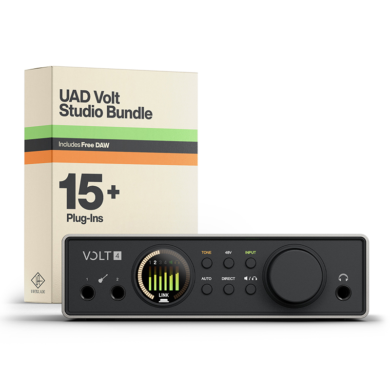 Universal Audio Volt 4 Gen 2 es una interfaz de audio USB de 12 entradas y 6 salidas, con conversión de 32 bits/192 kHz, dos previos Tone Shaping, entradas Hi-Z y expansión óptica ADAT o S/PDIF.