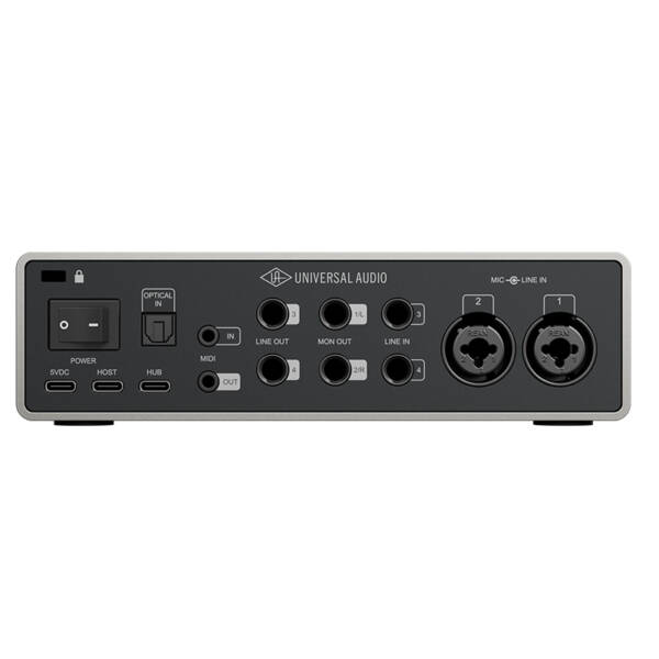 Universal Audio Volt 4 Gen 2 es una interfaz de audio USB de 12 entradas y 6 salidas, con conversión de 32 bits/192 kHz, dos previos Tone Shaping, entradas Hi-Z y expansión óptica ADAT o S/PDIF.